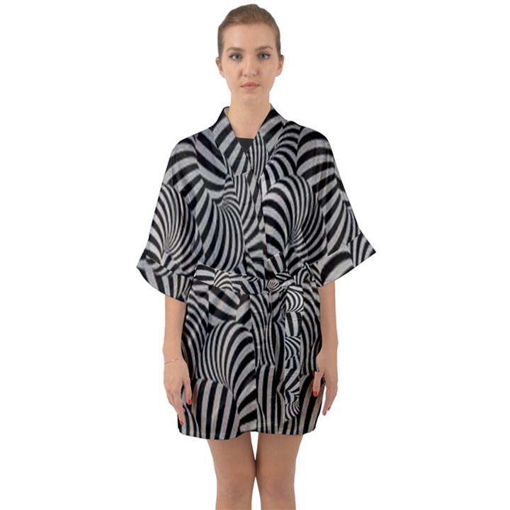 Pattern Half Sleeve Satin Kimono 