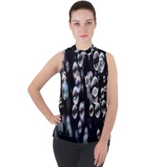 Bubble Mock Neck Chiffon Sleeveless Top by artworkshop