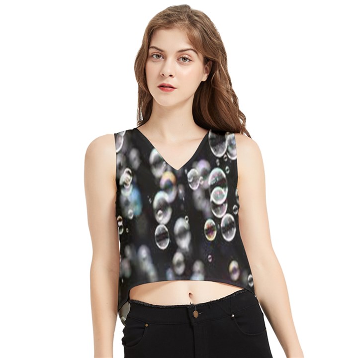 Bubble V-Neck Cropped Tank Top