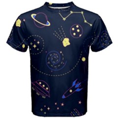 Cartoon-space-seamless-pattern-vectors Men s Cotton Tee by Jancukart