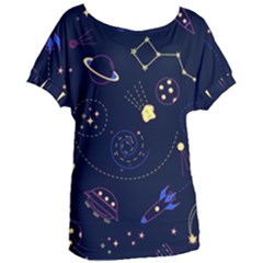 Cartoon-space-seamless-pattern-vectors Women s Oversized Tee by Jancukart