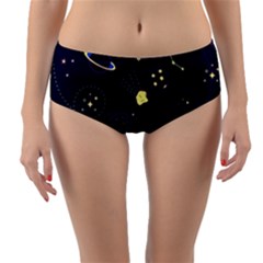 Cartoon-space-seamless-pattern-vectors Reversible Mid-waist Bikini Bottoms