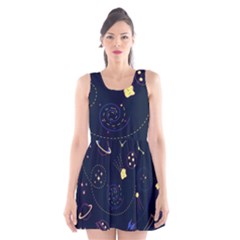 Cartoon-space-seamless-pattern-vectors Scoop Neck Skater Dress by Jancukart