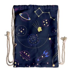 Cartoon-space-seamless-pattern-vectors Drawstring Bag (large)