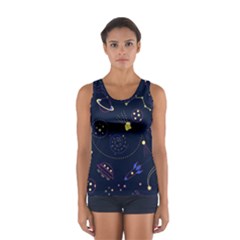 Cartoon-space-seamless-pattern-vectors Sport Tank Top 