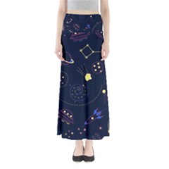 Cartoon-space-seamless-pattern-vectors Full Length Maxi Skirt