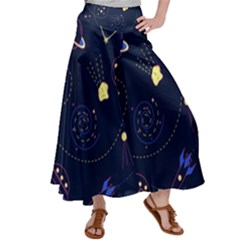 Cartoon-space-seamless-pattern-vectors Satin Palazzo Pants