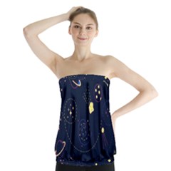 Cartoon-space-seamless-pattern-vectors Strapless Top