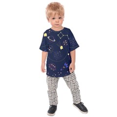 Cartoon-space-seamless-pattern-vectors Kids  Raglan Tee