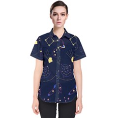 Cartoon-space-seamless-pattern-vectors Women s Short Sleeve Shirt