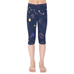 Cartoon-space-seamless-pattern-vectors Kids  Capri Leggings 