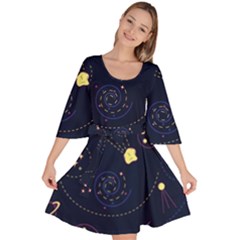 Cartoon-space-seamless-pattern-vectors Velour Kimono Dress