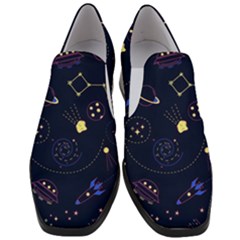 Cartoon-space-seamless-pattern-vectors Women Slip On Heel Loafers