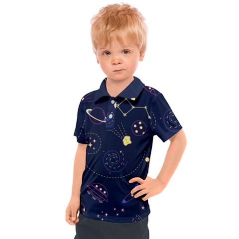 Cartoon-space-seamless-pattern-vectors Kids  Polo Tee by Jancukart