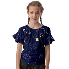 Cartoon-space-seamless-pattern-vectors Kids  Cut Out Flutter Sleeves