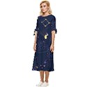 Cartoon-space-seamless-pattern-vectors Bow Sleeve Chiffon Midi Dress View2