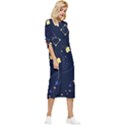 Cartoon-space-seamless-pattern-vectors Bow Sleeve Chiffon Midi Dress View3