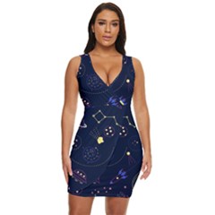 Cartoon-space-seamless-pattern-vectors Draped Bodycon Dress