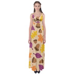 Seamless Verson Of Fal Pattern Empire Waist Maxi Dress