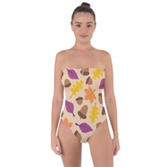 Seamless Verson Of Fal Pattern Tie Back One Piece Swimsuit