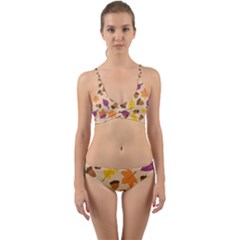 Seamless Verson Of Fal Pattern Wrap Around Bikini Set