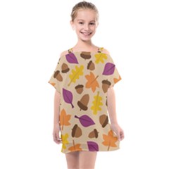 Seamless Verson Of Fal Pattern Kids  One Piece Chiffon Dress