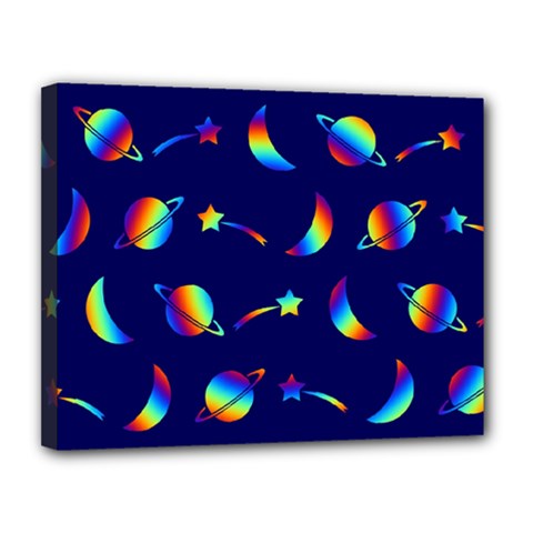 Space-pattern Colourful Canvas 14  X 11  (stretched)