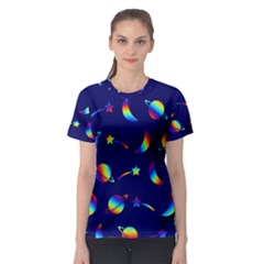 Space-pattern Colourful Women s Sport Mesh Tee