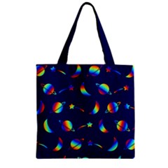 Space-pattern Colourful Zipper Grocery Tote Bag