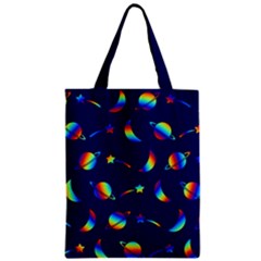 Space-pattern Colourful Zipper Classic Tote Bag