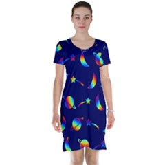 Space-pattern Colourful Short Sleeve Nightdress