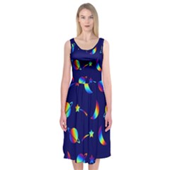 Space-pattern Colourful Midi Sleeveless Dress