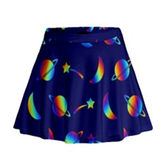 Space-pattern Colourful Mini Flare Skirt by Jancukart