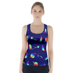 Space-pattern Colourful Racer Back Sports Top