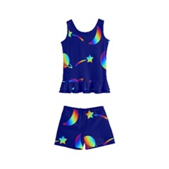 Space-pattern Colourful Kids  Boyleg Swimsuit