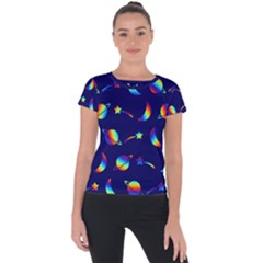 Space-pattern Colourful Short Sleeve Sports Top 