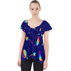 Space-pattern Colourful Lace Front Dolly Top