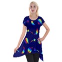 Space-pattern Colourful Short Sleeve Side Drop Tunic View1