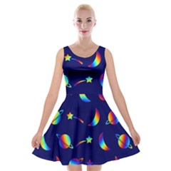 Space-pattern Colourful Velvet Skater Dress