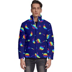 Space-pattern Colourful Men s Puffer Bubble Jacket Coat