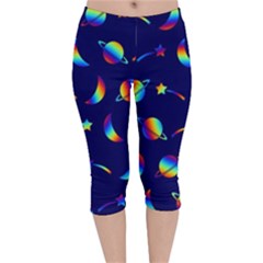 Space-pattern Colourful Velvet Capri Leggings 