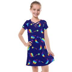 Space-pattern Colourful Kids  Cross Web Dress