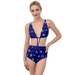 Space-pattern Colourful Tied Up Two Piece Swimsuit