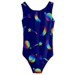 Space-pattern Colourful Kids  Cut-out Back One Piece Swimsuit