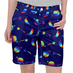 Space-pattern Colourful Pocket Shorts