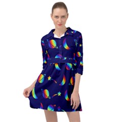 Space-pattern Colourful Mini Skater Shirt Dress