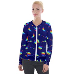 Space-pattern Colourful Velvet Zip Up Jacket by Jancukart