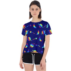 Space-pattern Colourful Open Back Sport Tee