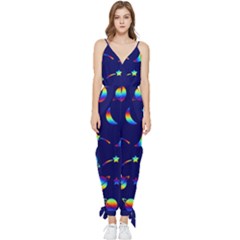 Space-pattern Colourful Sleeveless Tie Ankle Chiffon Jumpsuit by Jancukart