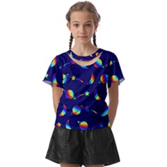 Space-pattern Colourful Kids  Front Cut Tee